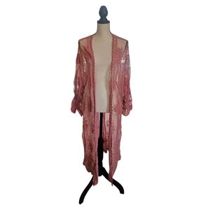 Pink Lace Kimono Robe
